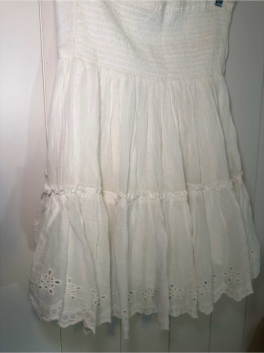 Aeropostale White Strapless Eyelet Tiered Mini Dress - Picture 6 of 8